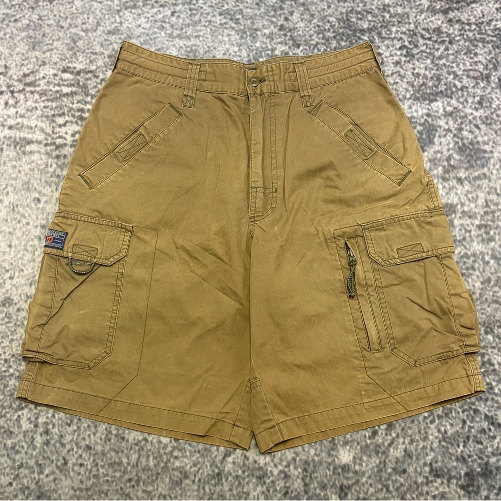 VTG American Eagle Outfitters Cargo Shorts Mens 31 Tan Baggy Utility Preppy Y2K